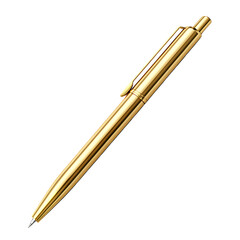 Gold Pen Illustration, Metallic Gold Ballpoint Pen, Elegant Writing Instrument Art, Digital Pen Clipart, Shiny Gold Office Supply Print