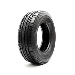 Naklejka premium Closeup View of Isolated Automotive Rubber Tire on White Background