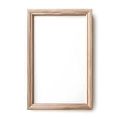 Obraz premium Minimalist Vertical Natural Wooden Photo Frame on White Background