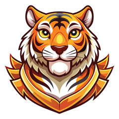 Obraz premium Cartoon Tiger Head with Golden Armor