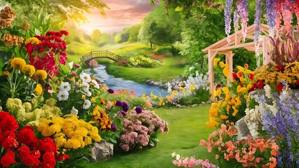 Beautiful summer flowers romantic background