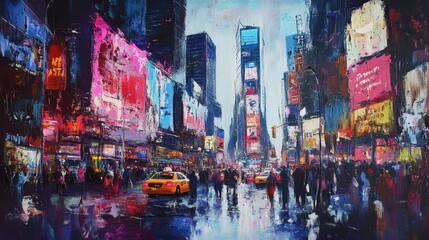 Obraz premium Dynamic Energy of Times Square: Captivating Urban Vibe of New York City's Iconic Landmark