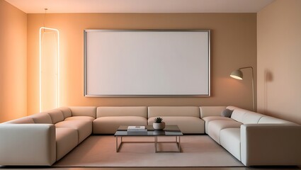 Japanese-Inspired House Interior: A Serene Fusion of Minimalist Design, Natural Elements, and Zen Aesthetics Featuring a Blank Frame Mockup for a Balanced and Harmonious Space