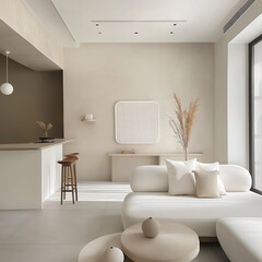 Modern living room with fireplace, featuring comfortable furniture and stylish decor