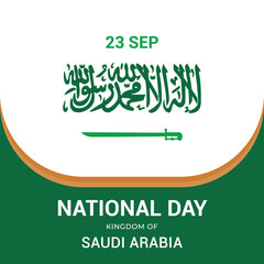 Saudi National Day 23rd September. Kingdom of Saudi Arabia National Day greeting card vector illustration design. Arabic text Calligraphy Our National Day