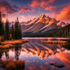 Beautiful sunset over the lake