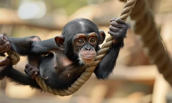 Playful monkey swinging, Video