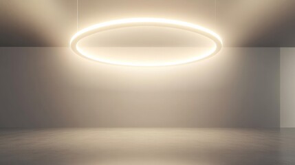 Modern circular light fixture in minimalistic room