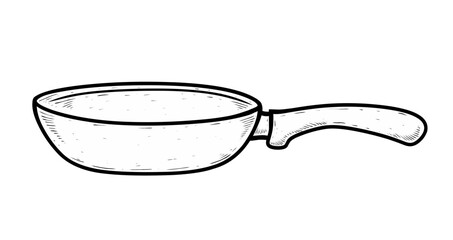 Sketch frying pan isolated on white background