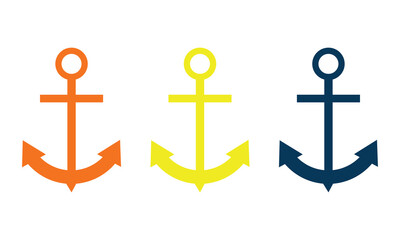 Anchor icon. Anchor in sea. Nautical symbol. Simple anchor flat style .  isolated on  white background. Vector illustration. EPS 10