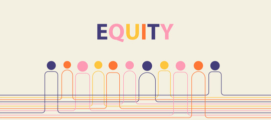 Equity abstract banner for disability and gender equality. Social justice and employment equity minimalism illustration