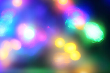 Fototapeta premium many blurred multicolored light spots. festive party background