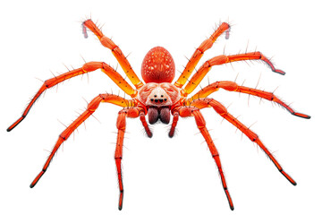 Large bright tropical spider on transparent background
