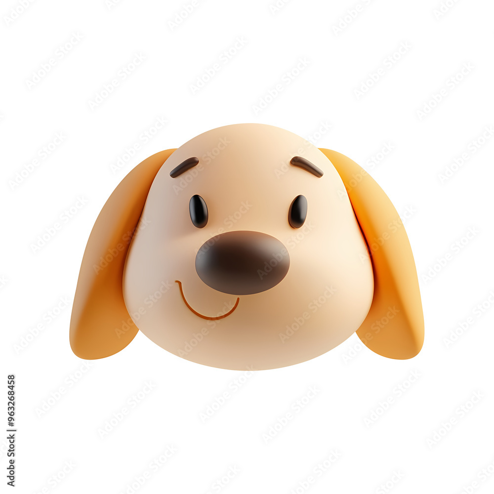 Wall mural 3d happy cute dog emoji icon