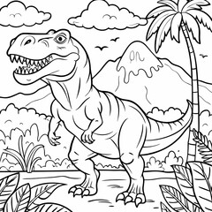 Fototapeta premium Child-Friendly Tyrannosaurus Rex Coloring Page for Kids' Educational Projects