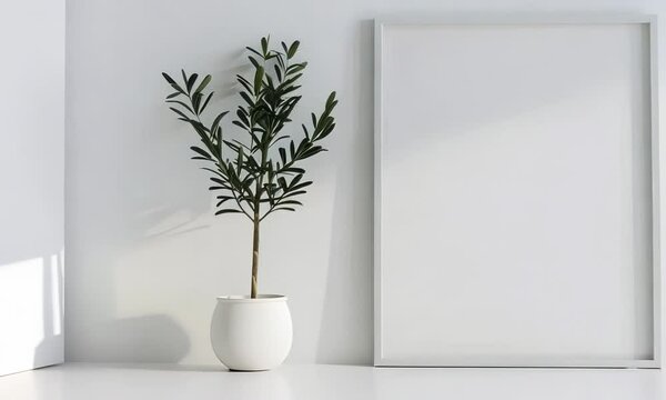 Isolated white picture frame on white background, Video
