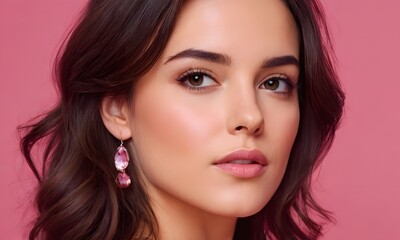 Obraz premium Lovely Lady in a pink Landscape, Generative Ai