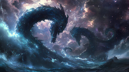 Fototapeta premium Hydra fantasy galaxy art. Hydra. Illustration