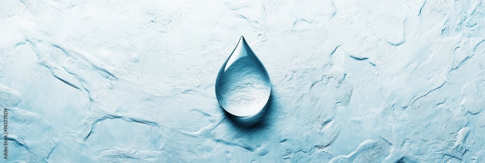 Poster a single drop of water rests on a textured surface, embodying themes of hydration and freshness in a