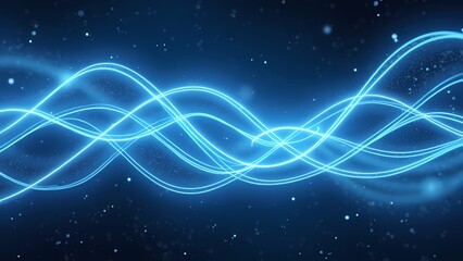 Intertwined Strands of Blue Light Forming Flowing Wavy Pattern