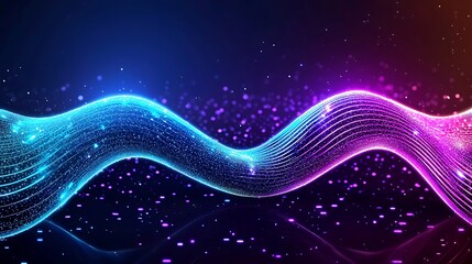Abstract waves of blue and purple neon light swirl in a mesmerizing dance of color.