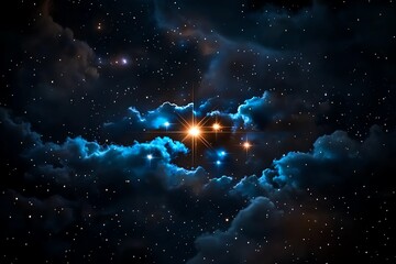 Fototapeta premium Star constellation, Pleiades, seven sisters is a small but bright cluster of stars that has inspired many legends