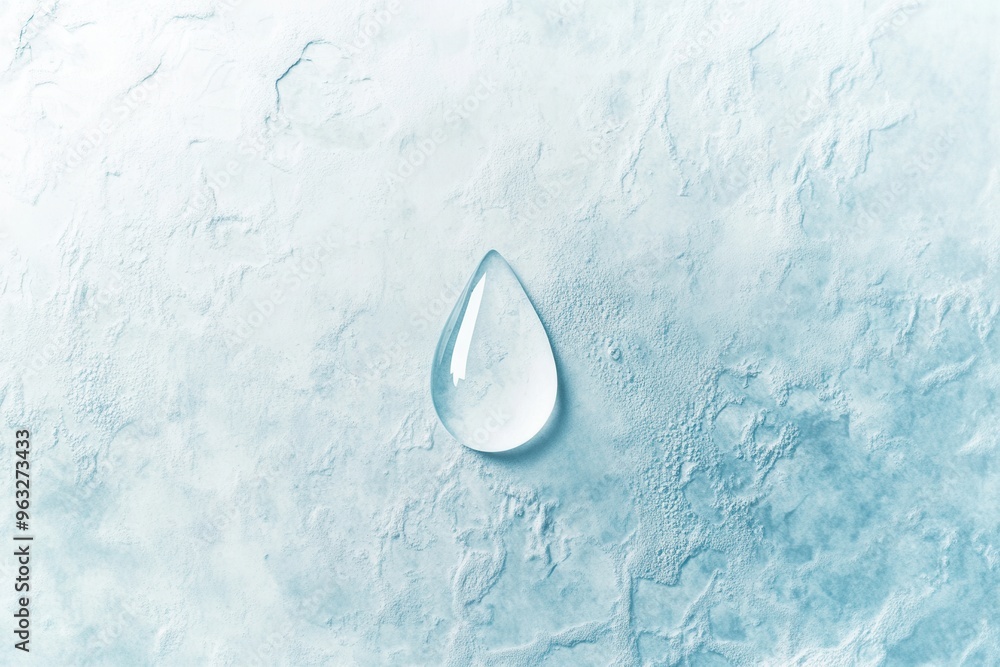 Poster the logo showcases a clear water droplet on a smooth, textured surface, representing purity and the 
