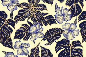 Kadupul Flower - Rare Sri Lankan Beauty Blooming Under Moonlight in Seamless Pattern Design.. Beautiful simple AI generated image