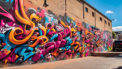 Vibrant and Colorful Graffiti on a City Wall