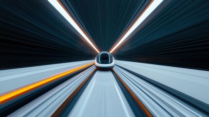 A futuristic tunnel with vibrant lights creating a dynamic, immersive experience, symbolizing speed and technology.