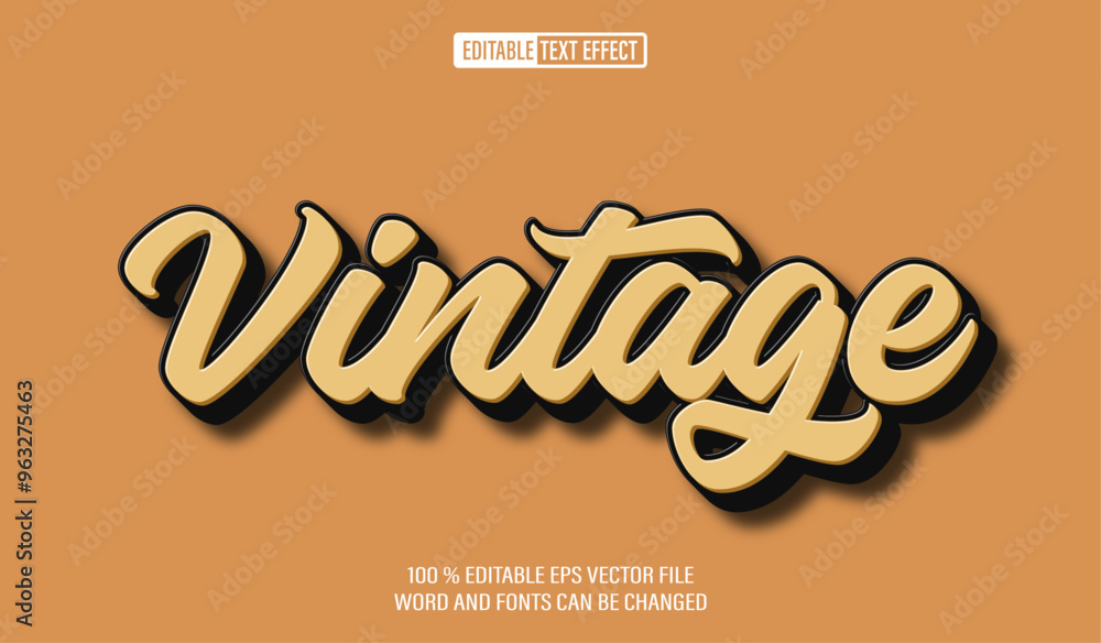 Poster editable 3d text style effect -vintage text effect template