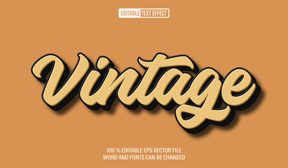 Editable 3d text style effect -Vintage text effect Template