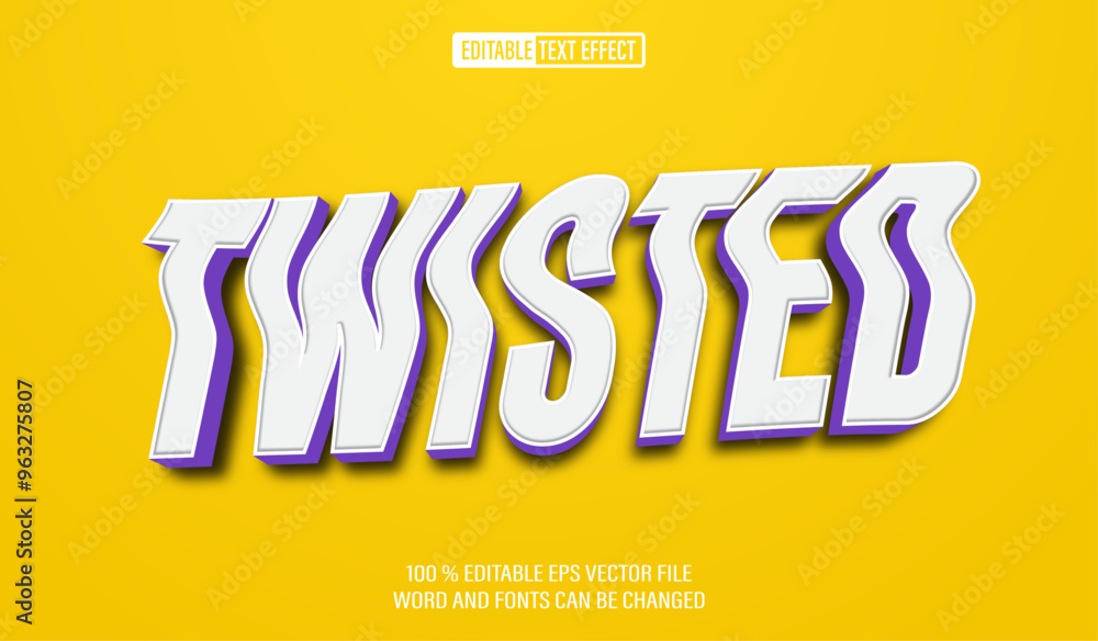 Poster editable 3d text style effect -twisted text effect template