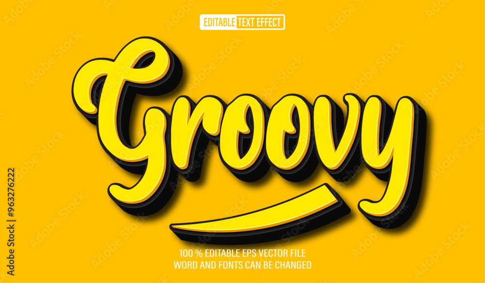 Poster editable 3d text style effect -groovy text effect template