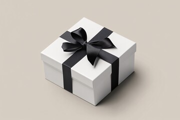 White Gift Box with Black Ribbon