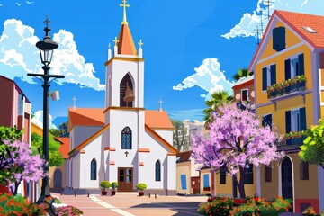 Hunawihr, France - Grape vines growing at Alsace vineyard during the summer. Beautiful simple AI generated image