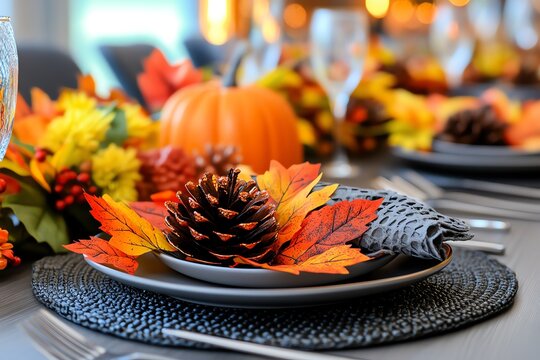 Thanksgiving trend, themed table settings, coordinated decor brings a cohesive and stylish look to the holiday feast