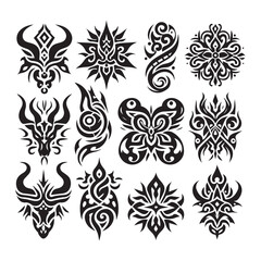 Tattoos tribal designs bundle  collection in a white background
