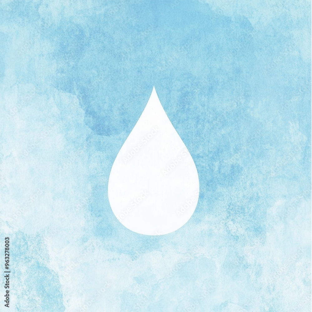 Poster The design showcases a simple yet elegant drop of water symbolizing hydration and the essence of freshness against a soft blue backdrop. Generative AI