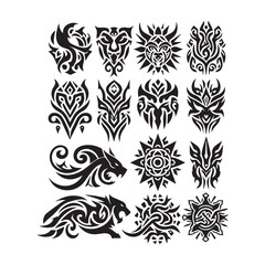 Tattoos tribal designs bundle  collection in a white background
