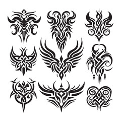 Tattoos tribal designs bundle  collection in a white background
