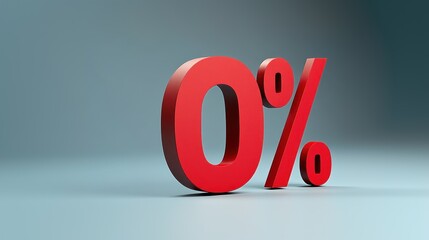 Red text 0% on a light blue background, zero percent discount, promotional offer, special sale