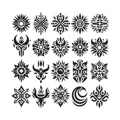 Tattoos tribal designs bundle  collection in a white background
