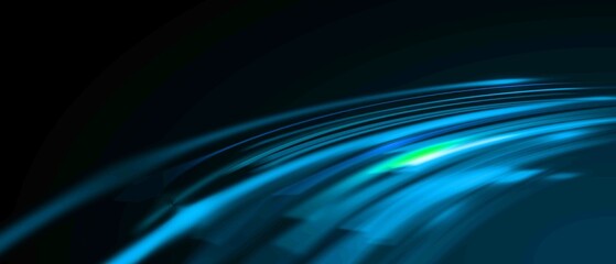 Abstract blue Light Streaks on Black Background