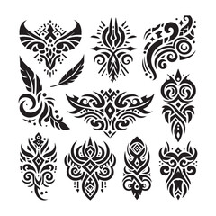 Tattoos tribal designs bundle  collection in a white background
