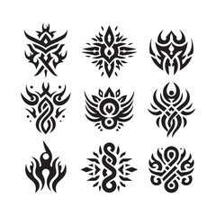 Tattoos tribal designs bundle  collection in a white background
