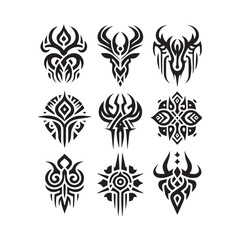 Tattoos tribal designs bundle  collection in a white background
