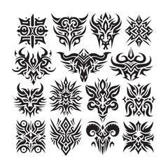 Tattoos tribal designs bundle  collection in a white background
