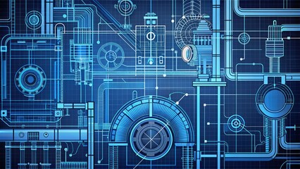 technical illustrations bold lines blue