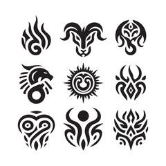 Tattoos tribal designs bundle  collection in a white background